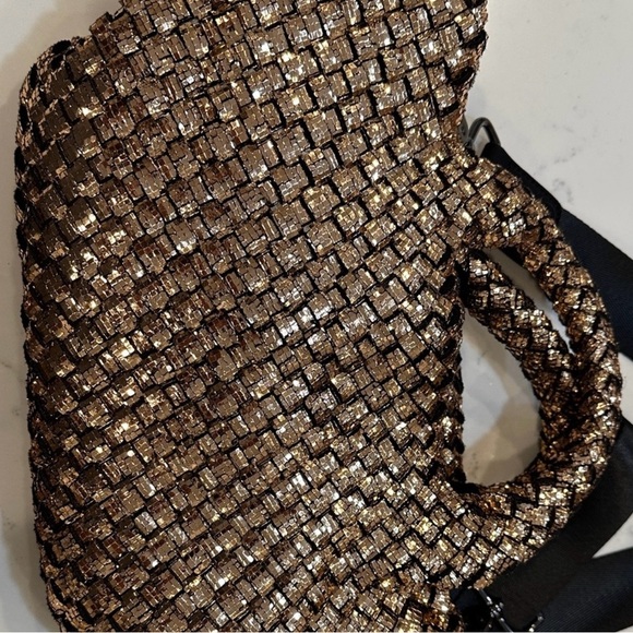 Naghedi Gold Metallic Woven Crossbody Bag - Picture 8 of 9